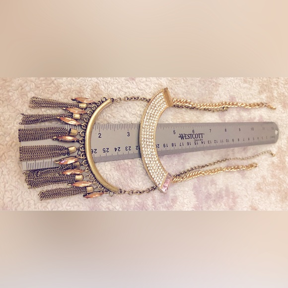 Two Statement Necklaces, Both Unmarked, Retro Costume Jewelry, 1 Gold & 1 Bronze - Picture 16 of 16